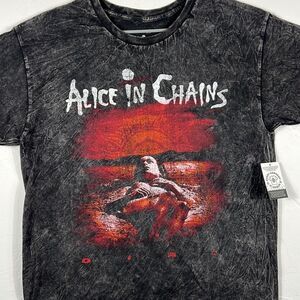 🔥🔥 “NWT” ALICE IN CHAINS Band Dirt Tour Concert Tee Black Acid Wash Sz Lg - NE